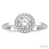 1/3 ctw Diamond Halo Engagement Ring With 1/4 ct Round Cut Center Stone in 14K White Gold
